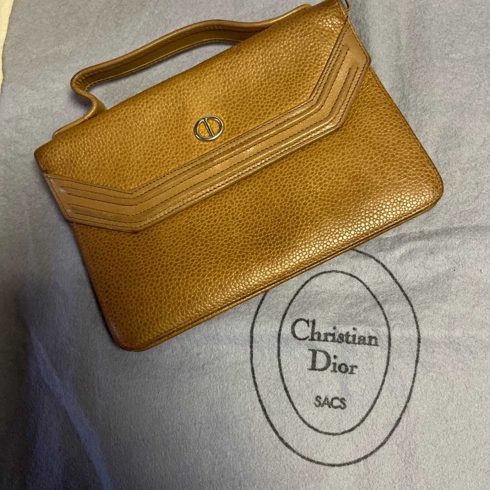 Christian Dior Brown Leather Women's Bag Brown Leather Clutch Dior Handbags